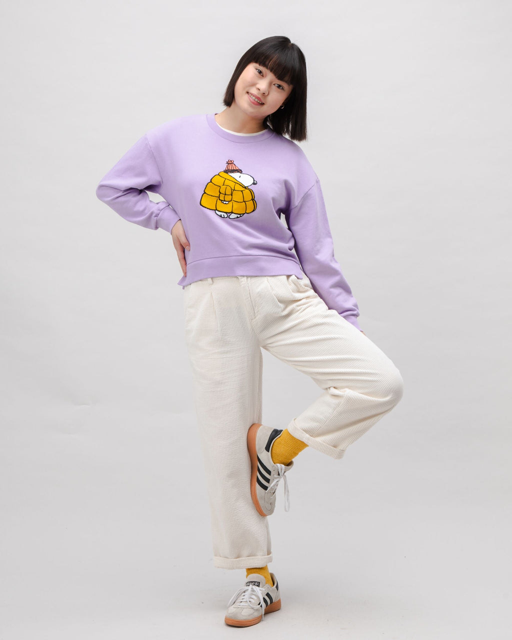 Peanuts Snow Rounded Cotton Sweatshirt Lavender