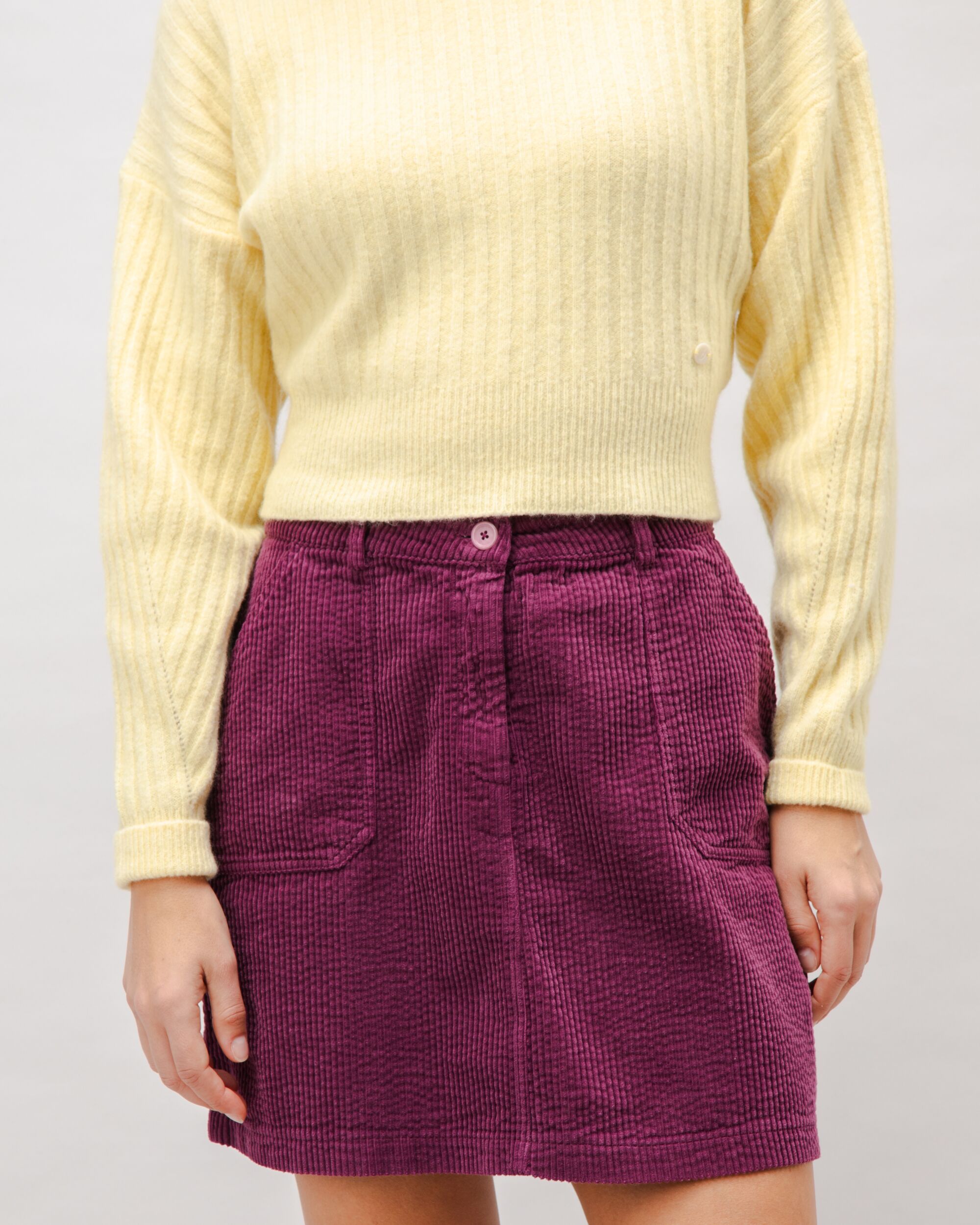Corduroy Short Skirt Grape