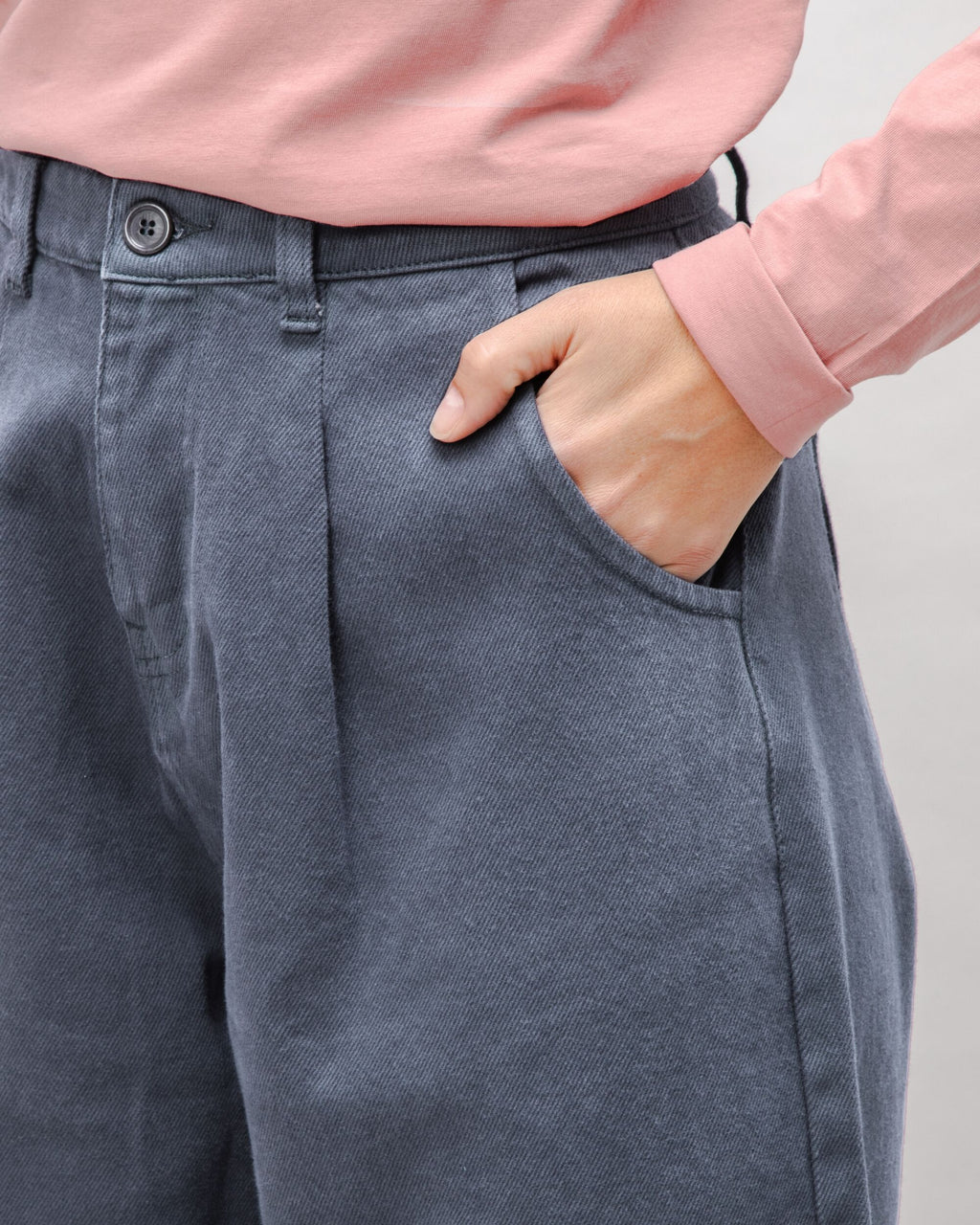 Pegged Cotton Twill Pants Dark Grey