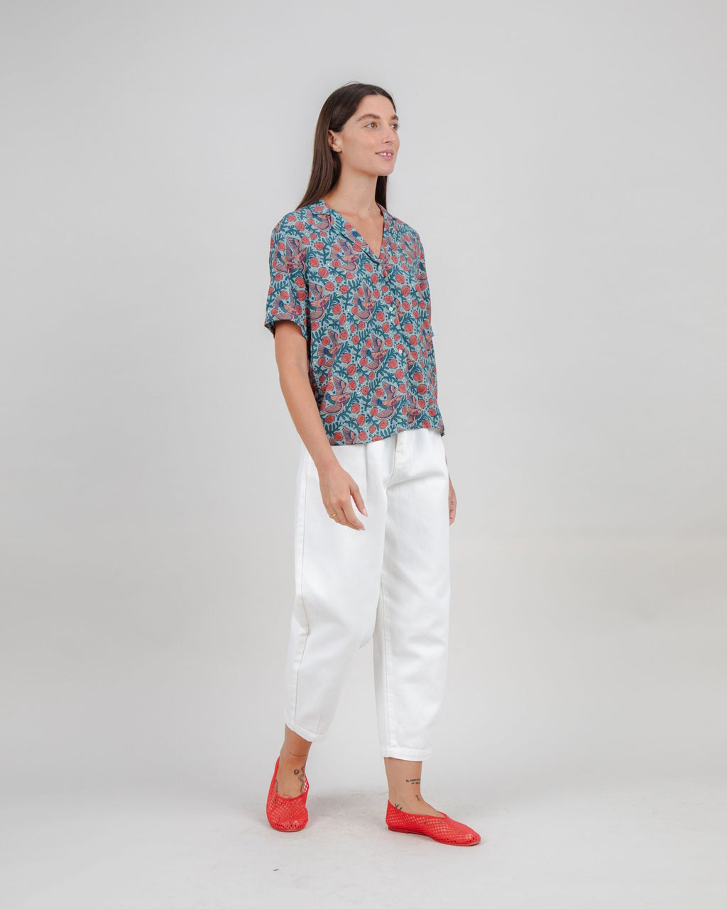 Asis Percales Passerine Aloha Blouse Mist