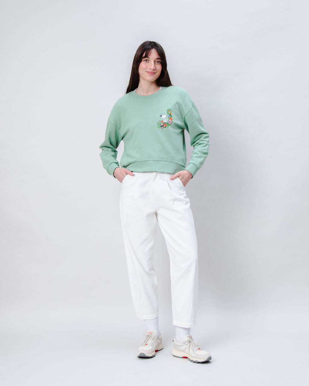 Peanuts Flowers Sweatshirt Light Green