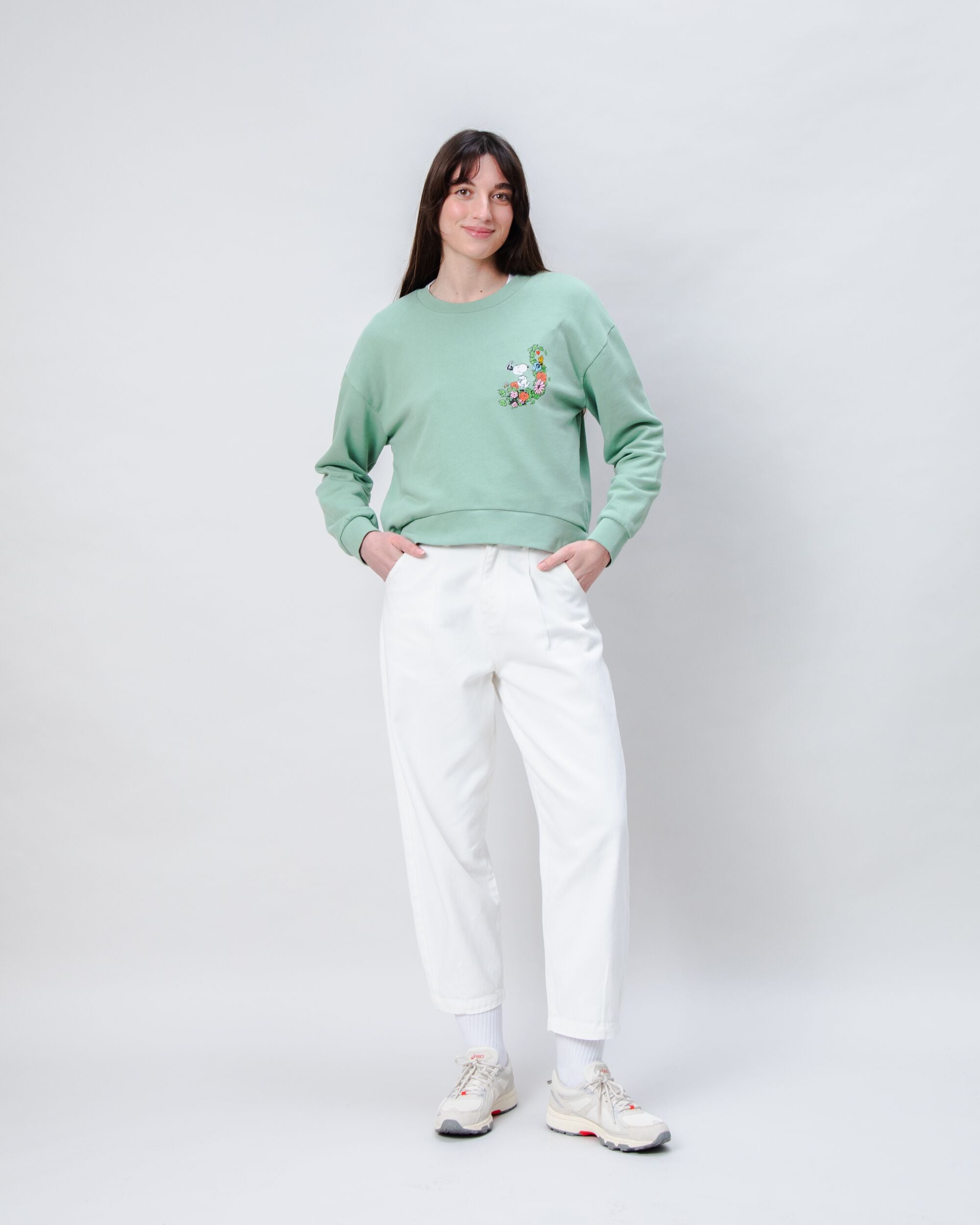 Peanuts Flowers Sweatshirt Light Green