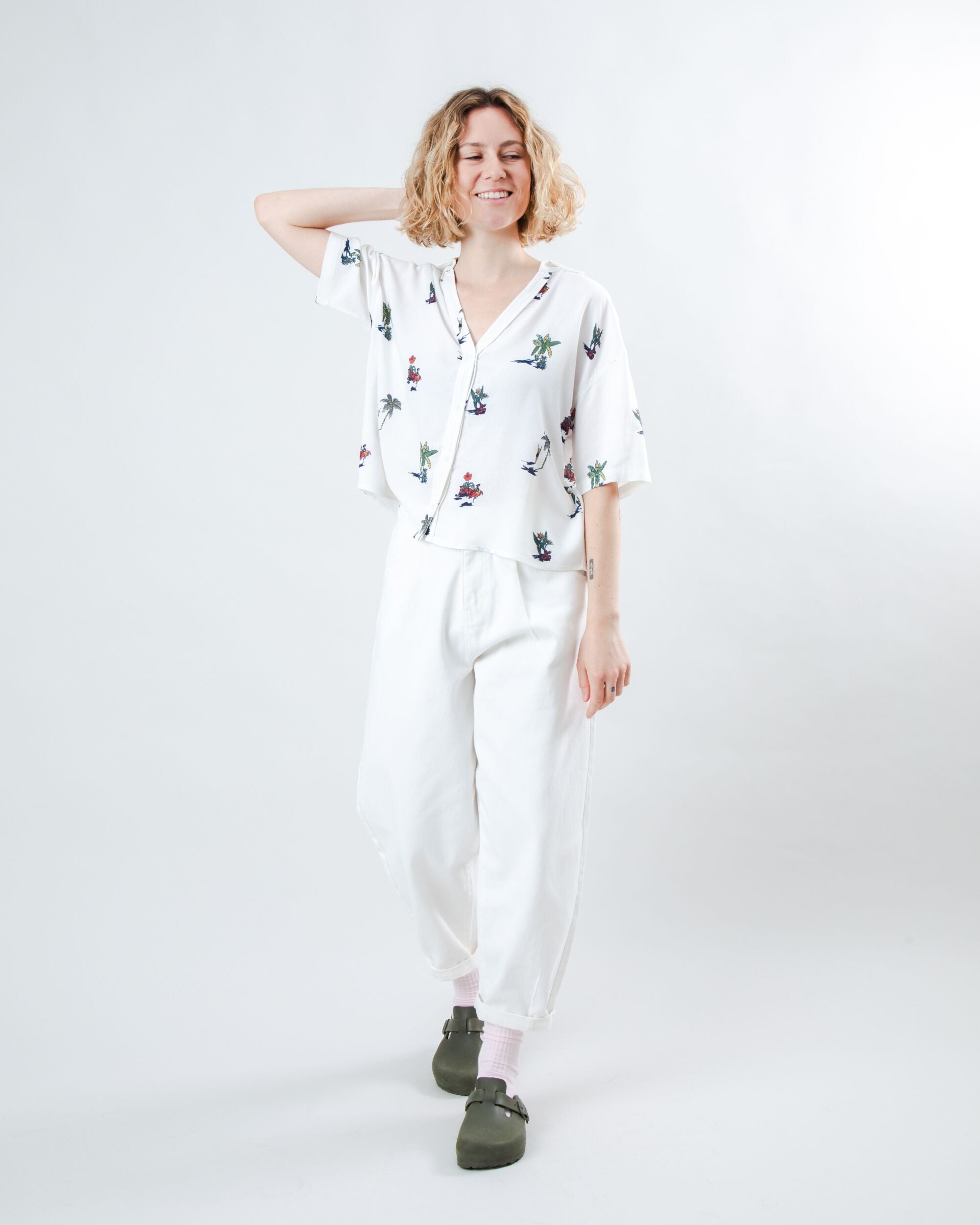 Helios Sun Cropped Blouse Ecru