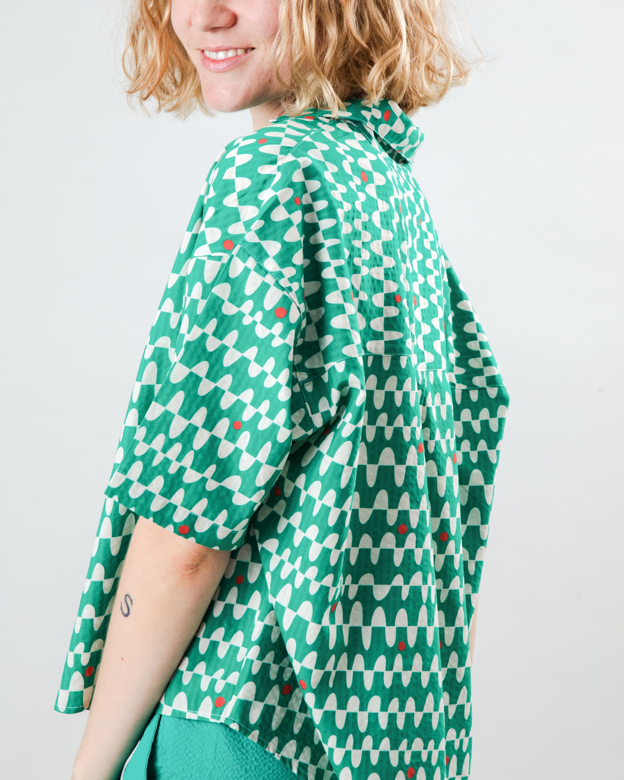 Sunset Cropped Blouse Green