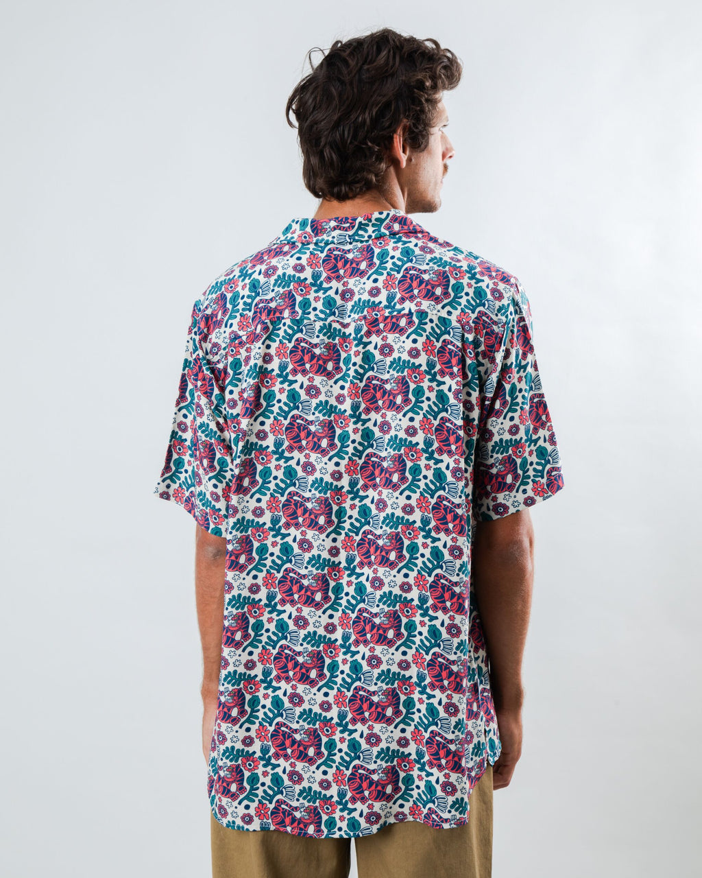 Asis Percales Tigris Aloha Shirt Ecru