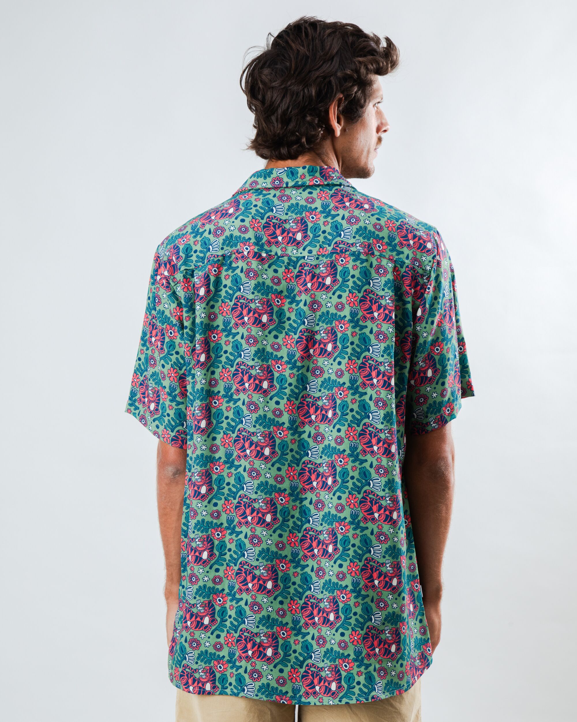 Asis Percales Tigris Aloha Shirt Light Green