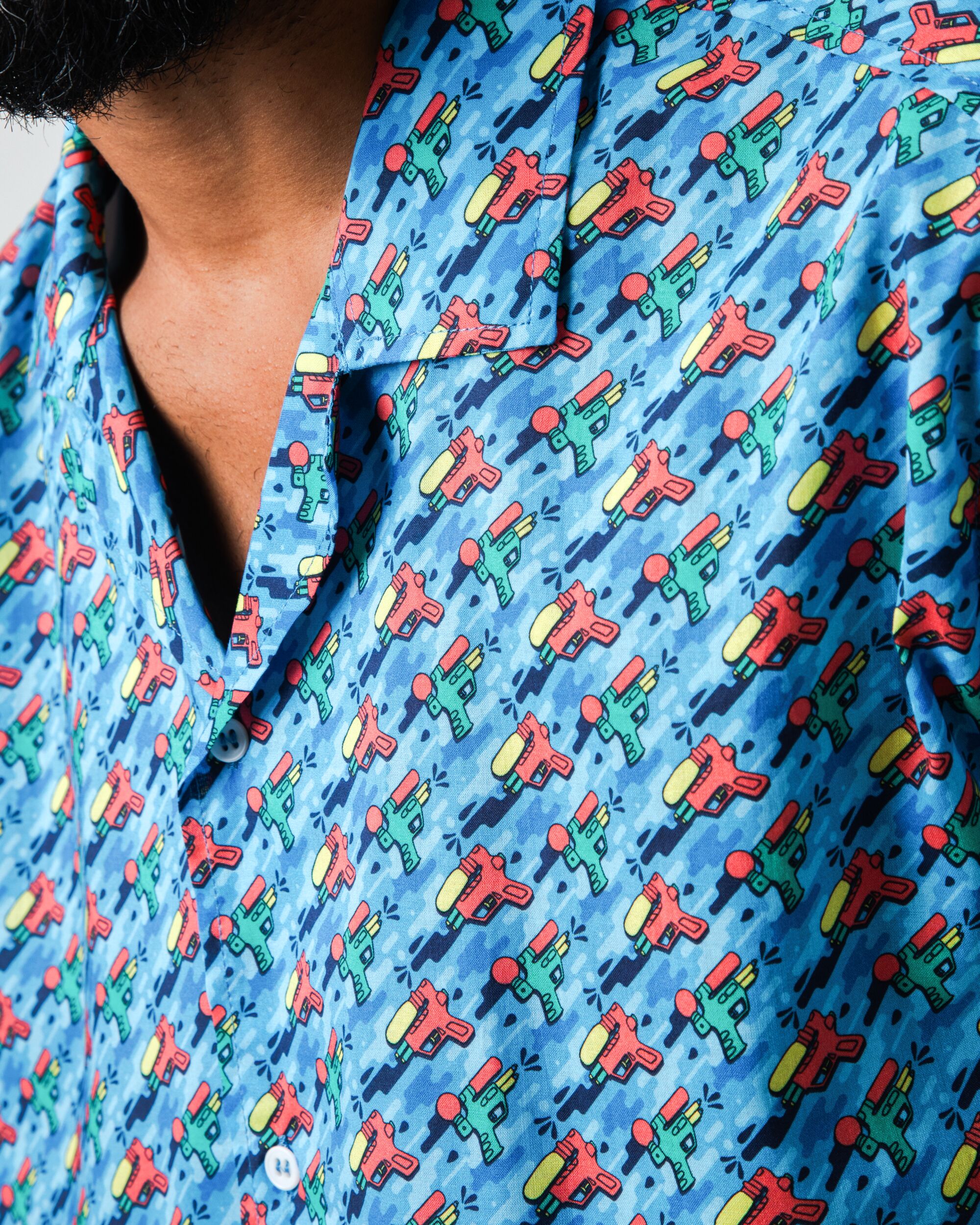 Water Gun Aloha Shirt Blue