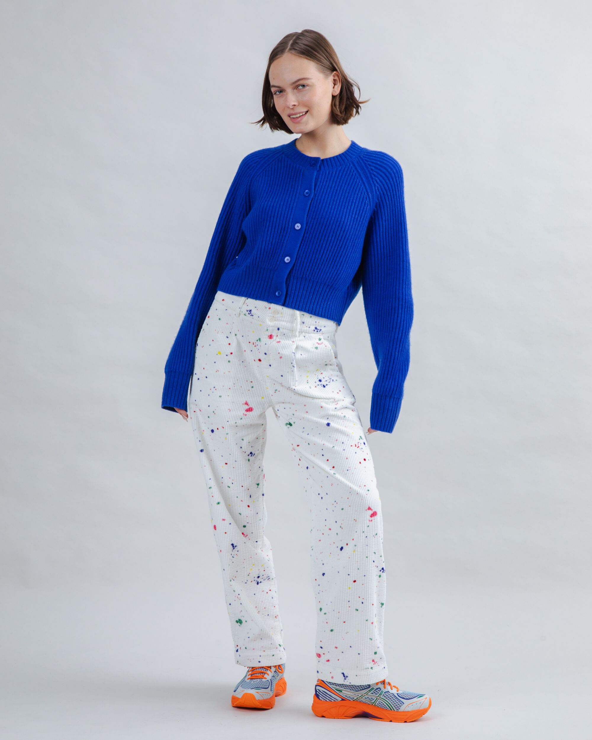 Wool Cropped Cardigan Blue Klein