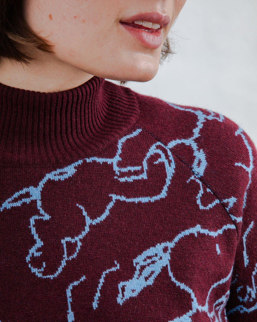 Peanuts Cropped Sweater Jacquard Chocolate