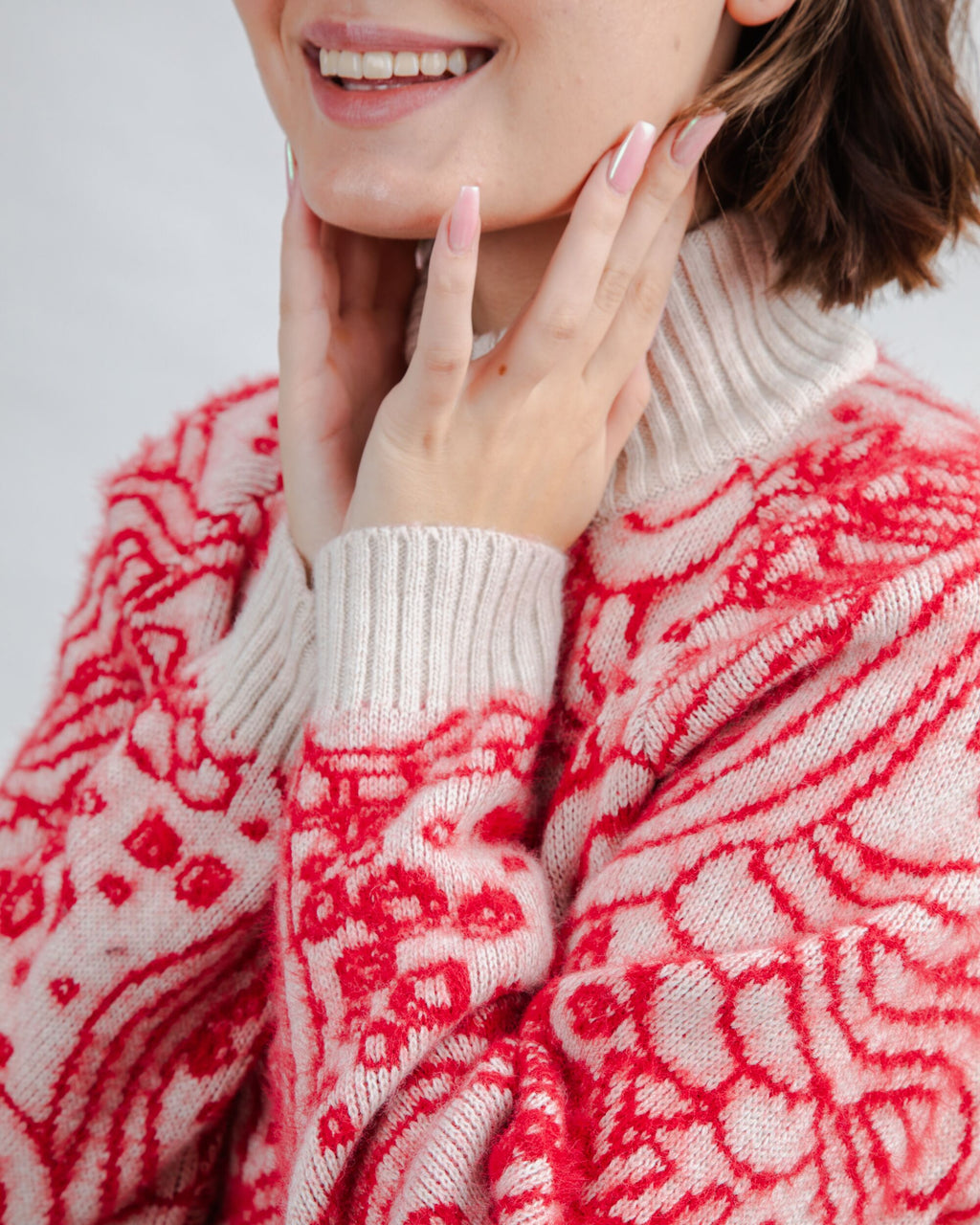 Cropped Sweater Noodles Jacquard