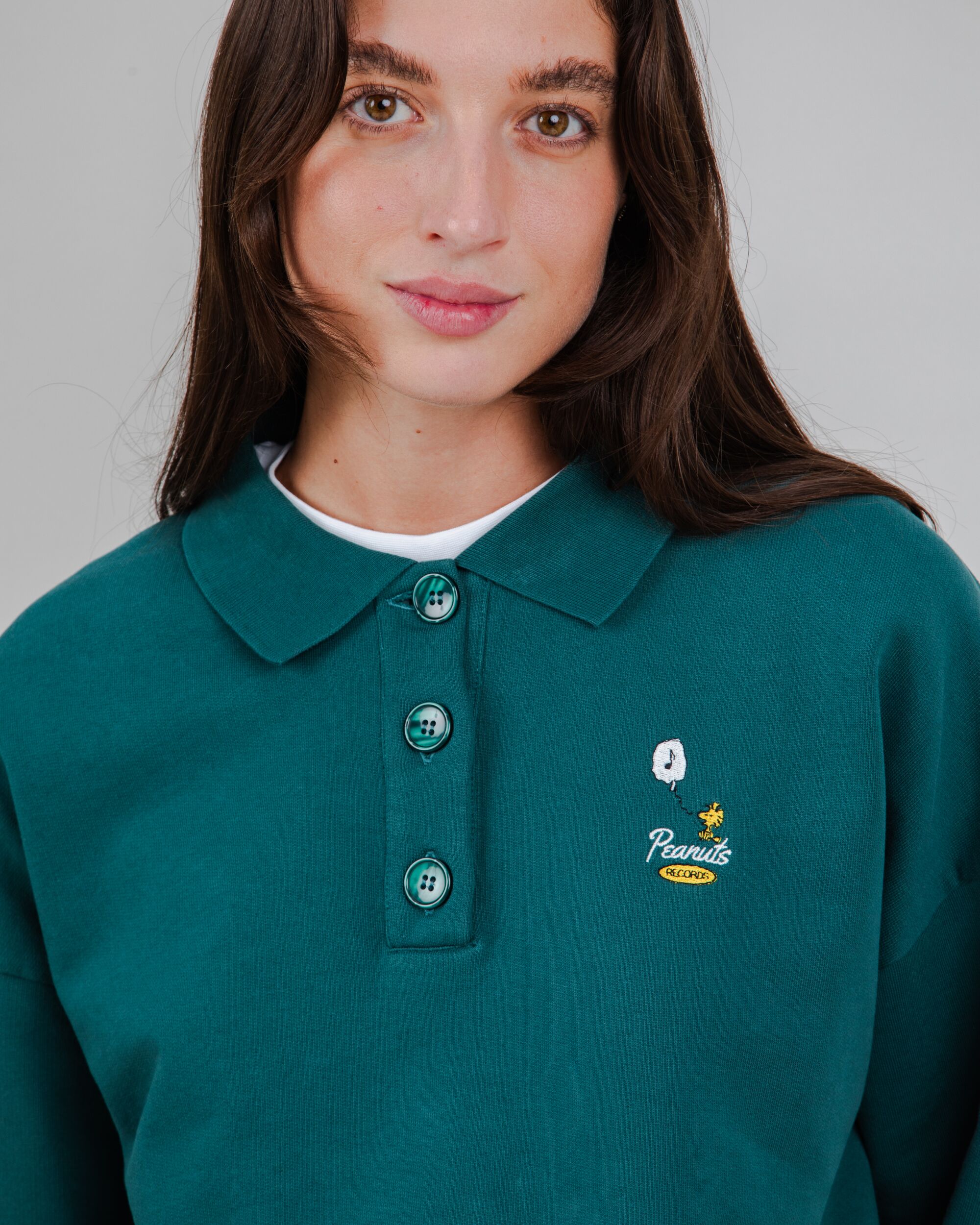Peanuts Records Polo Sweatshirt Green