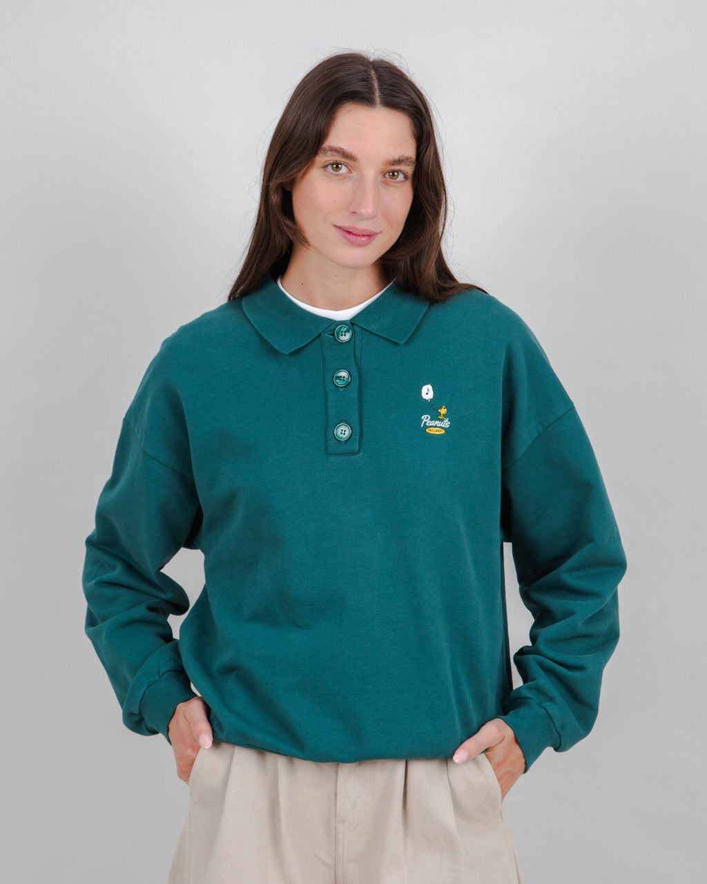 Peanuts Records Polo Sweatshirt Green