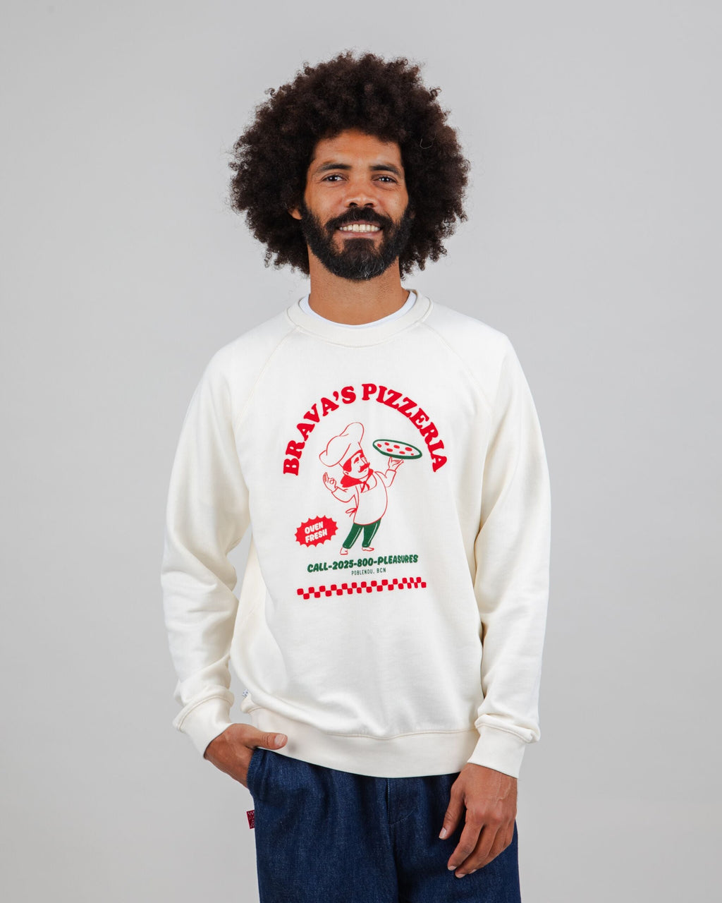 Hot & Brava Pizza Sweatshirt White