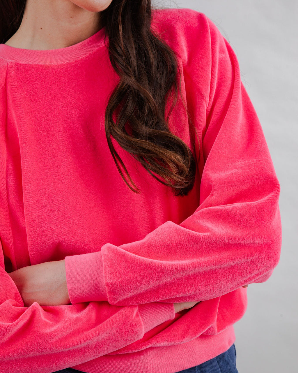 Velvet Raglan Sweatshirt Pink