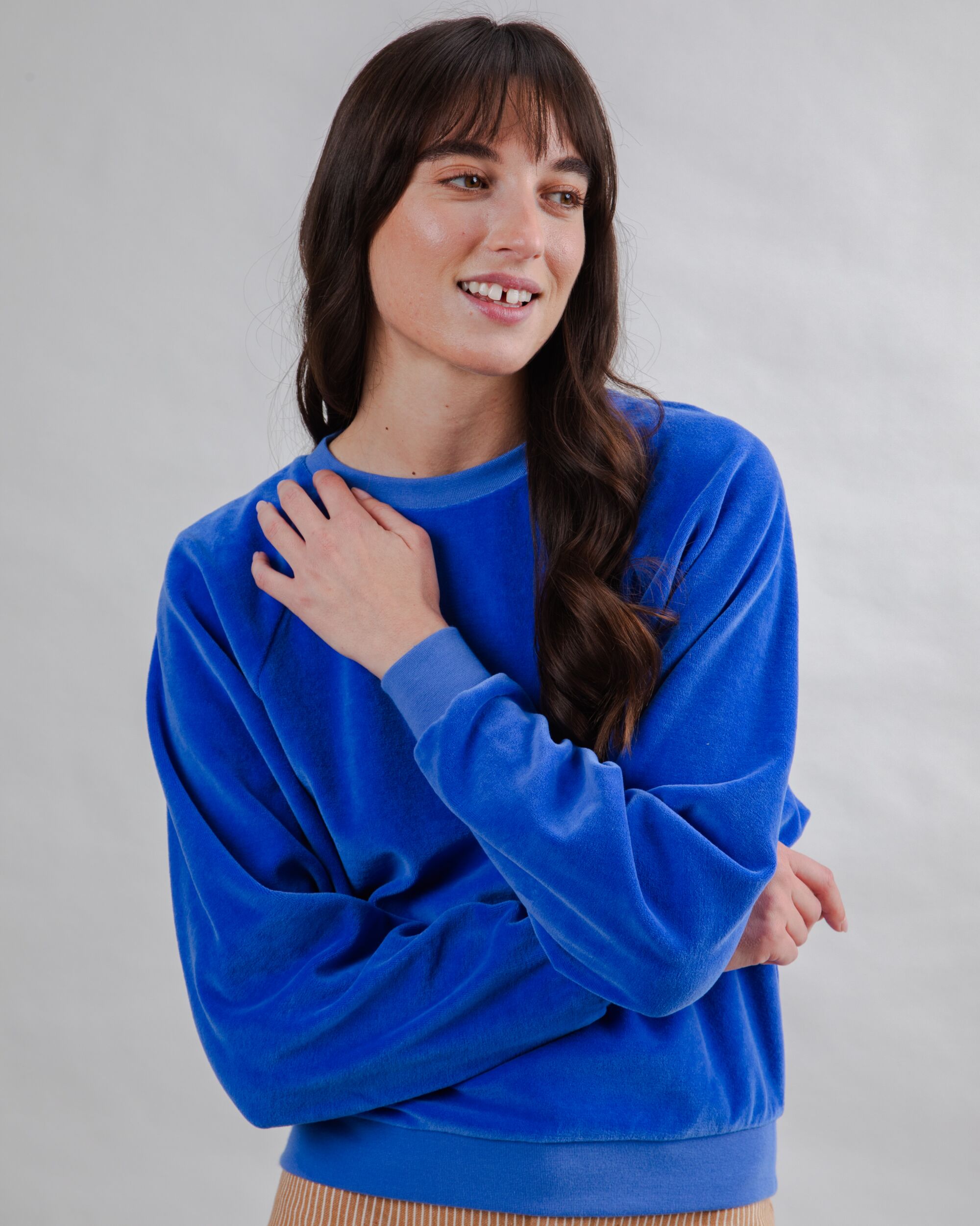 Velvet Raglan Sweatshirt Klein Blue