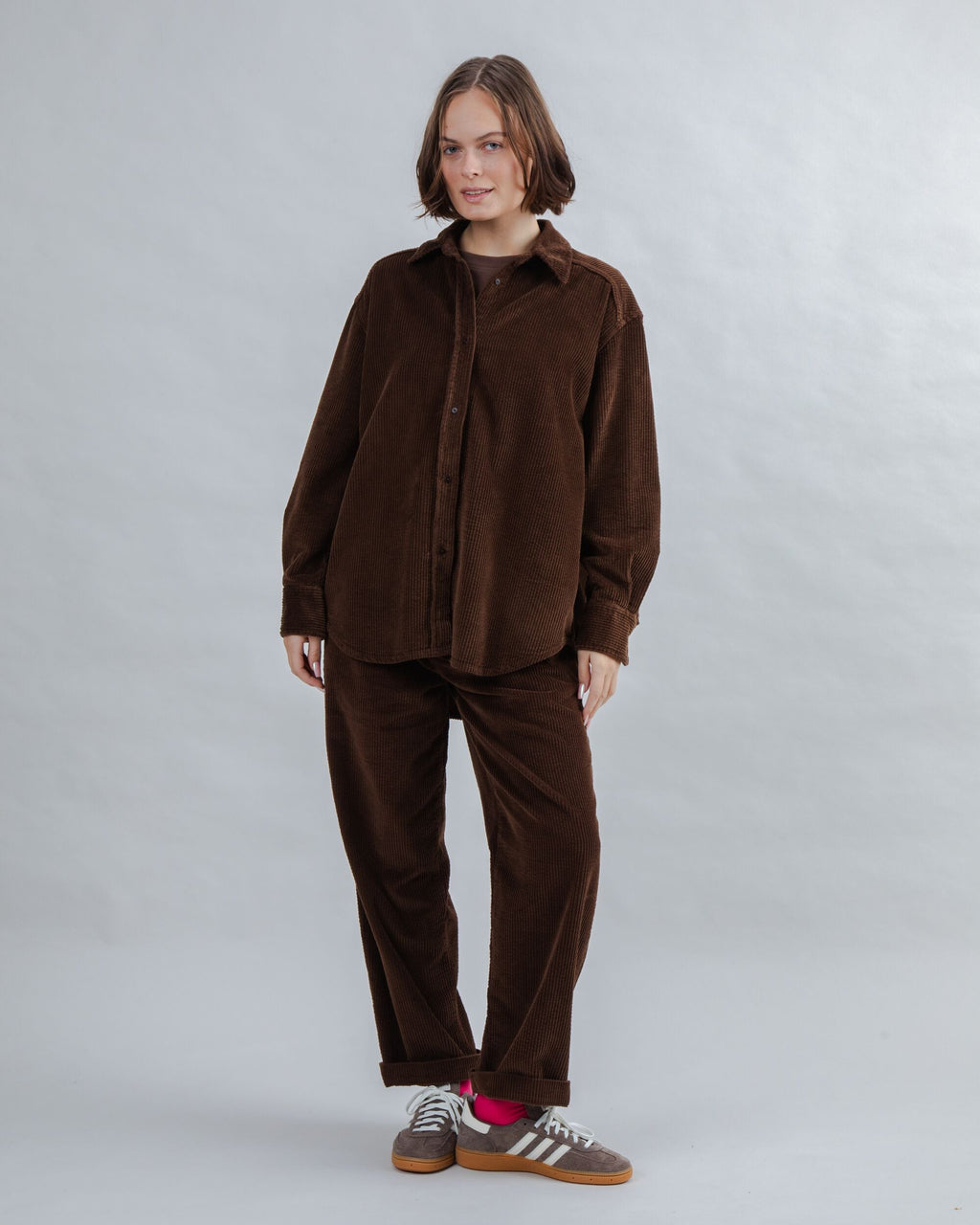 Corduroy Long Overshirt Chocolate