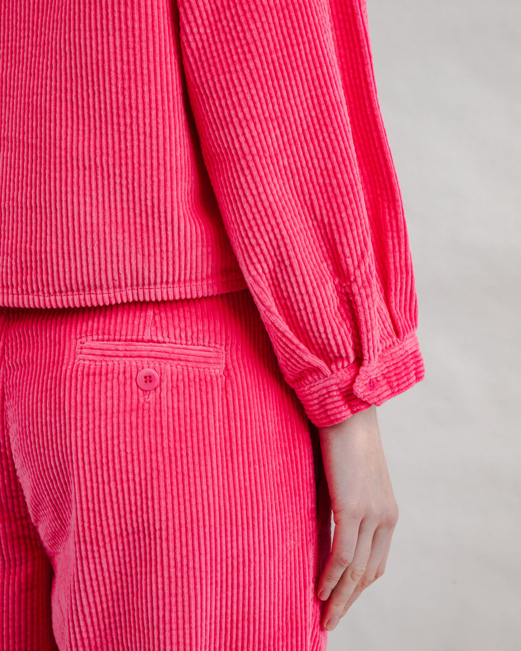 Corduroy Boxy Shirt Pink