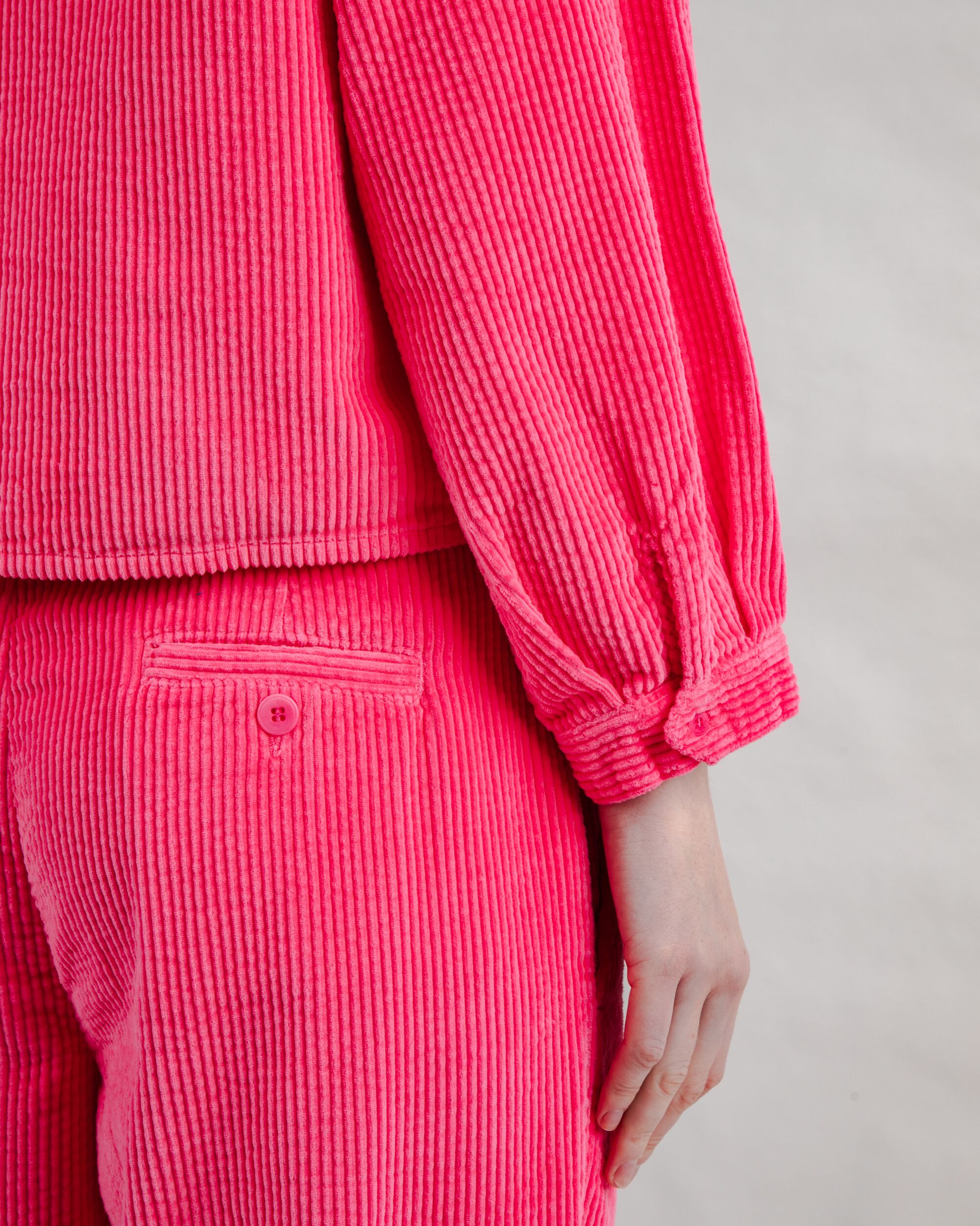 Corduroy Boxy Shirt Pink