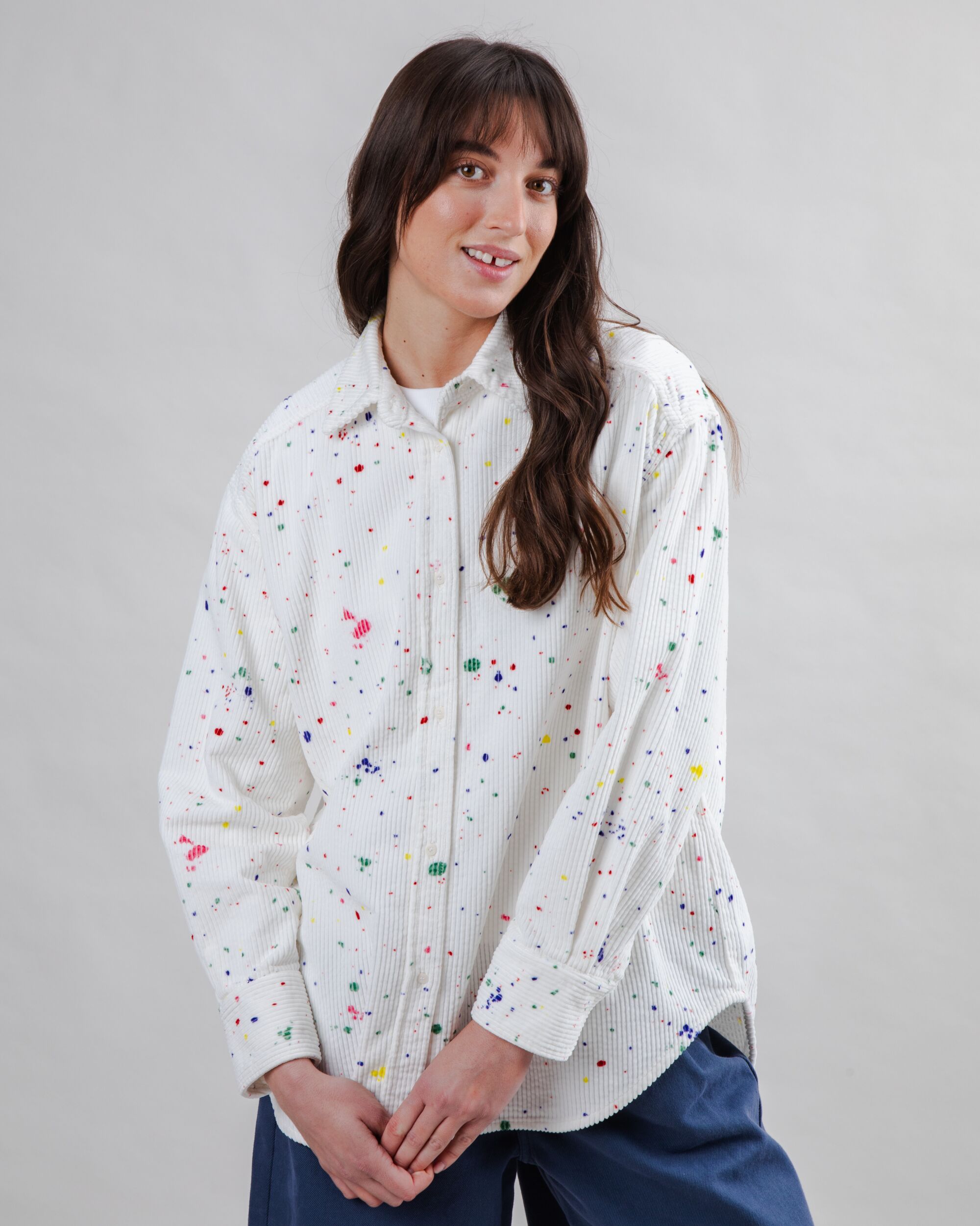Splash Paint Corduroy Long Overshirt