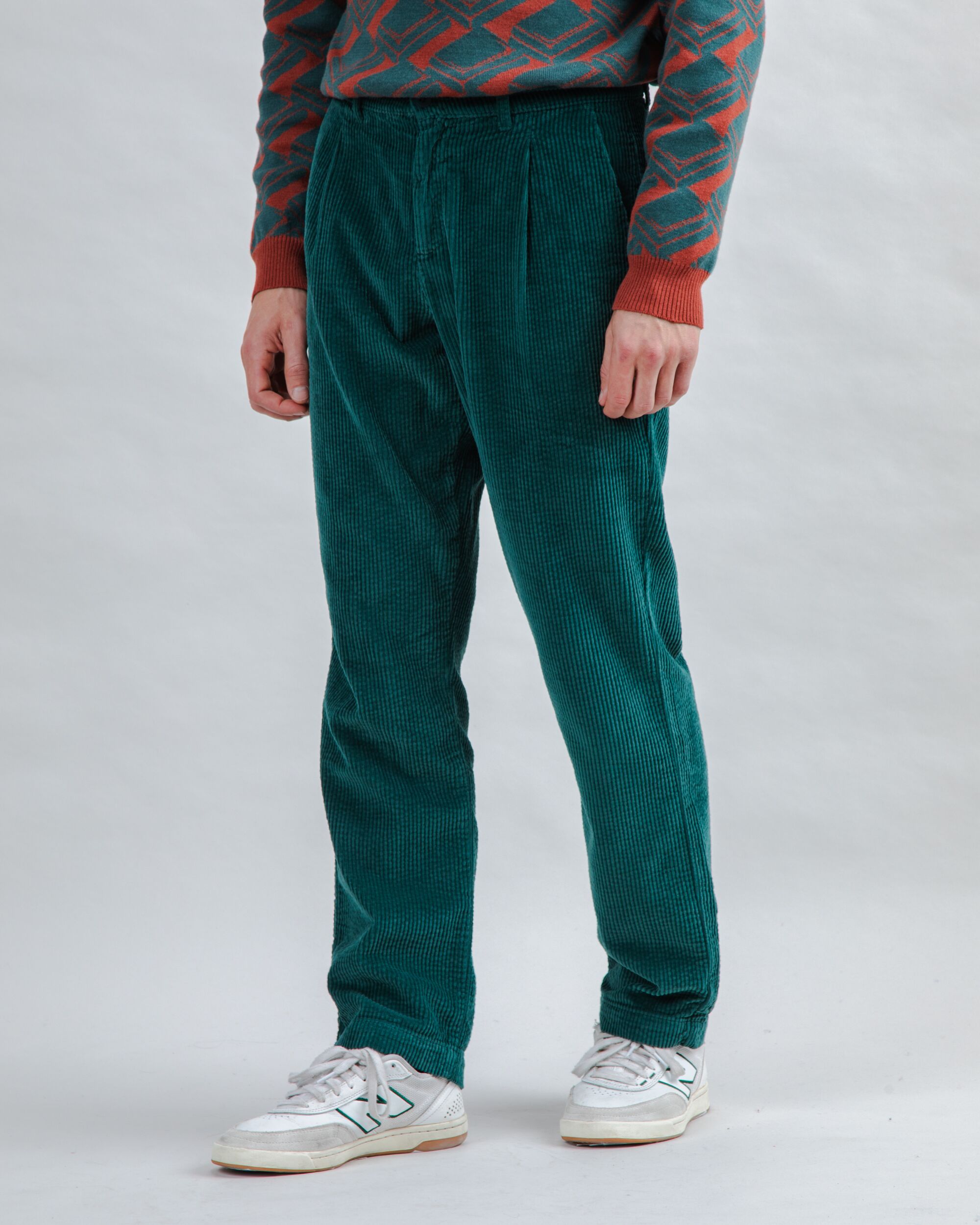 Corduroy Pleated Chino Pants Forest Green