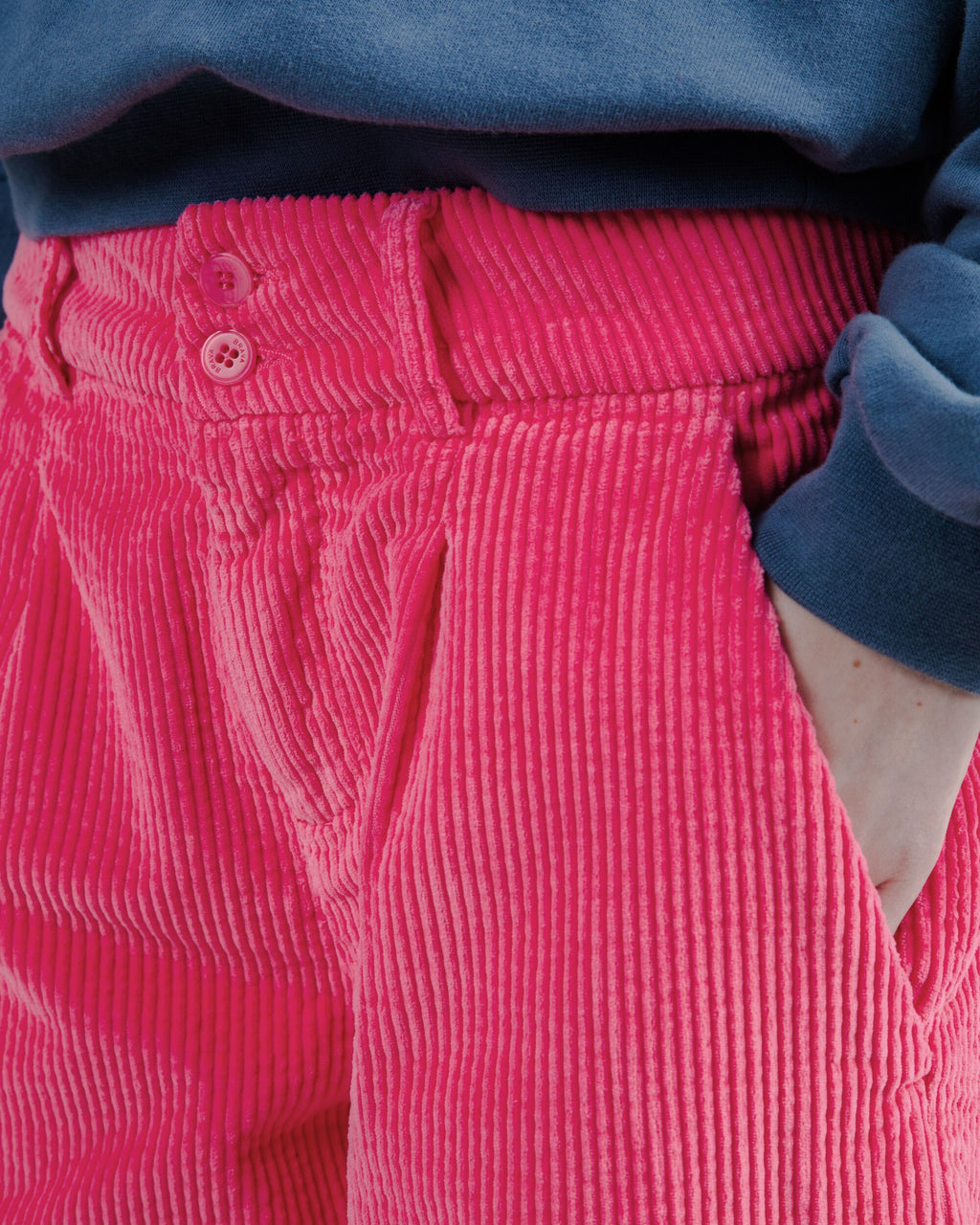 Corduroy Pleated Pants Pink