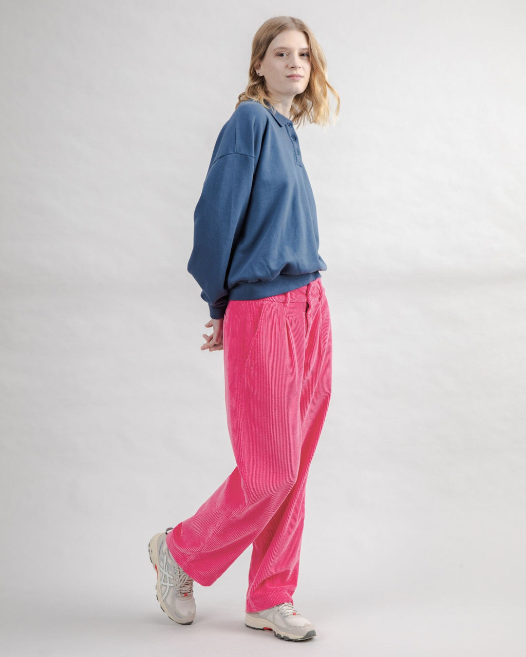 Corduroy Pleated Pants Pink